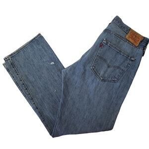 Vintage Levi's 501 Medium Wash Jeans Heavily Distressed Button Fly Y2K 36 x 30